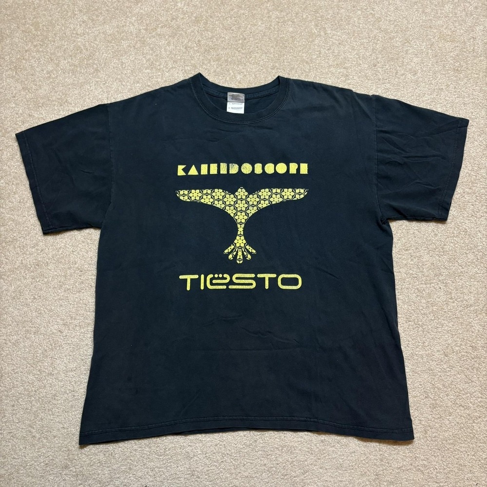 Vtg Tiesto Shirt Mens Large Blue Kaleidoscope DJ Concert Tee EDM Rave Album Y2K